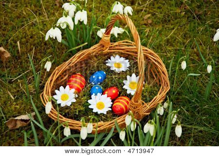 Easter Decoration And Snowdrops