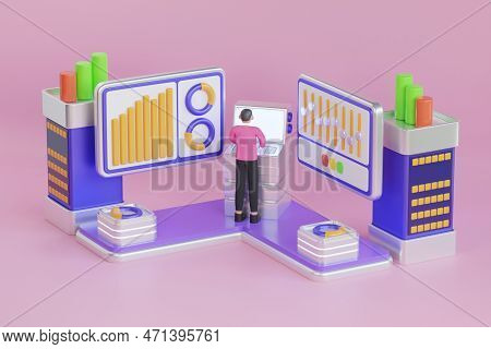Technician Working In Server Room. Server Room Data Center. Server Tech Support, Storage, Distributi