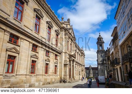 Santiago De Compostela - Spain - July 3, 2022 : Saint Franciscus Church And Calvary