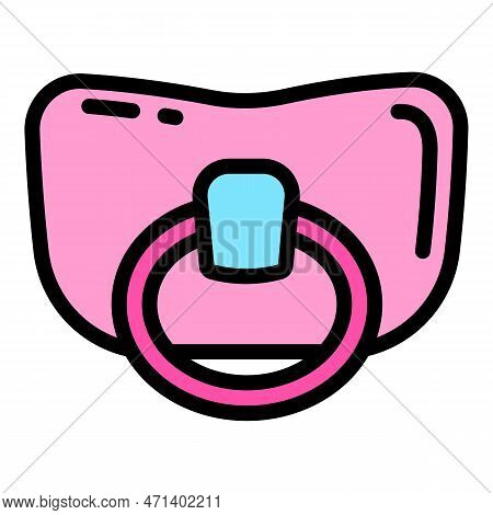 Girl Pink Pacifier Icon. Outline Girl Pink Pacifier Icon For Web Design Isolated On White Background