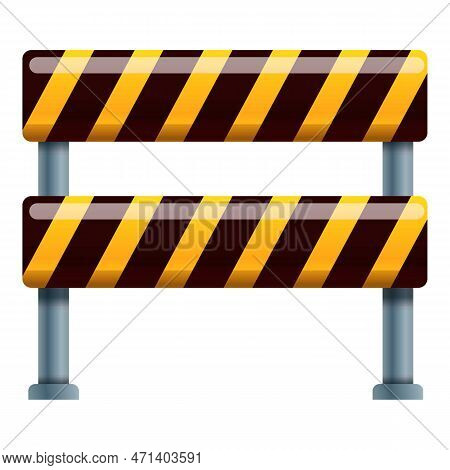 Road Block Barrier Icon. Cartoon Of Road Block Barrier Icon For Web Design Isolated On White Backgro