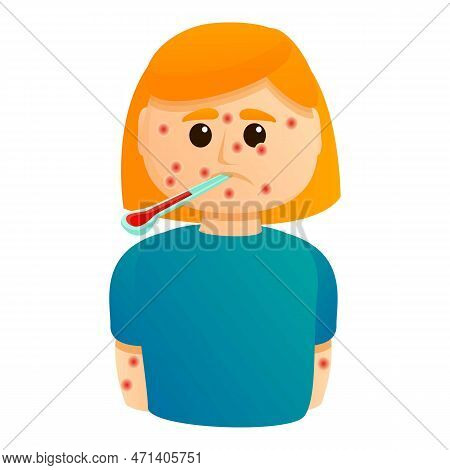 Chicken Pox Girl Icon. Cartoon Of Chicken Pox Girl Icon For Web Design Isolated On White Background