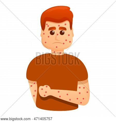 Sad Chicken Pox Boy Icon. Cartoon Of Sad Chicken Pox Boy Icon For Web Design Isolated On White Backg