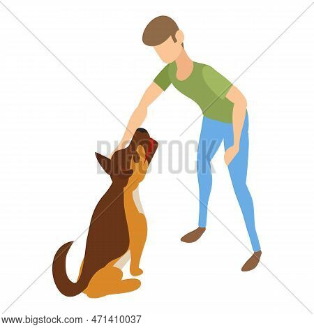 Cynologist Dog Stay Icon. Isometric Of Cynologist Dog Stay Icon For Web Design Isolated On White Bac