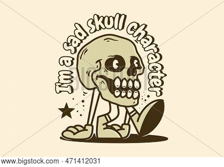 Funny Art Illustration Mascot Character Of Walking Skull