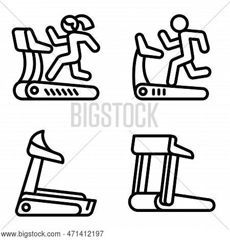 Treadmill Icons Set. Outline Set Of Treadmill Icons For Web Design Isolated On White Background