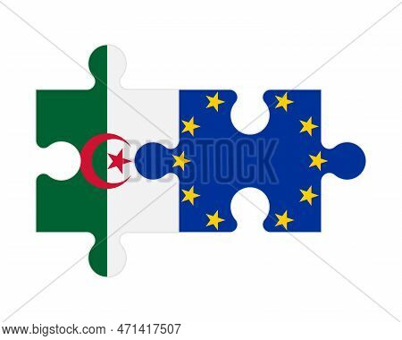 Connected Puzzle Of Flags Of Algeria And European Union, Vector