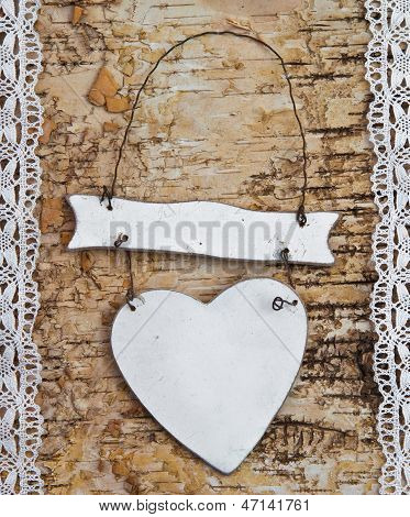 Wooden Background With White Lace