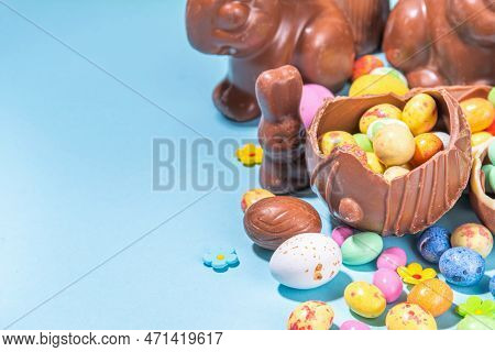 Easter Chocolate Egg And Bunny Background