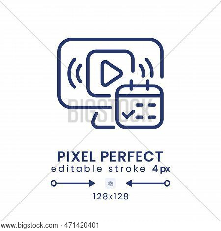 Watch Event Linear Desktop Icon. Pre-recorded Broadcast. Streaming Service Feature. Pixel Perfect 12