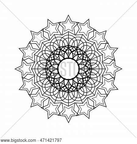 Abstract Stars Round Mandala Design. Starts Rounds