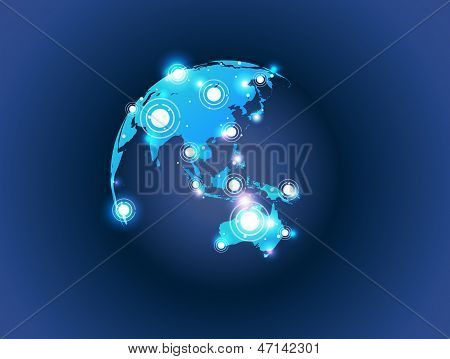 connessione di globo mappa mondo