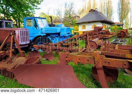 Old Equipment For Cultivating Agricultural Fields In Open Air Museum Of Folk Architecture And Folkwa