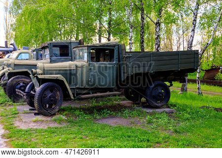 Rusty Soviet Retro Trucks In Open Air Museum Of Folk Architecture And Folkways Of Middle Naddnipryan