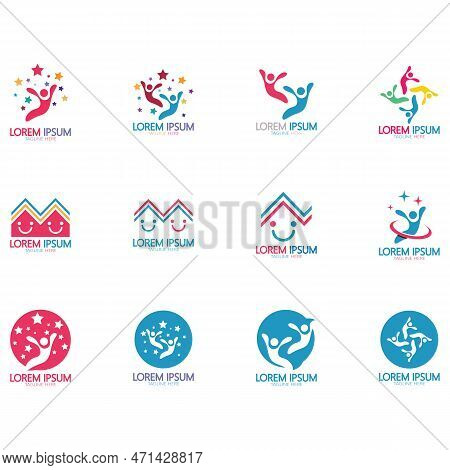 Kindergarten Logo Design Simple Vector Template Icon Illustration,for Education,playgroup,children's
