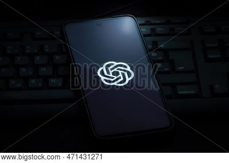Ljubljana, Slovenia - 21 January 2023: Openai Logo On Smartphone Screen Laying On Computer Keyboard