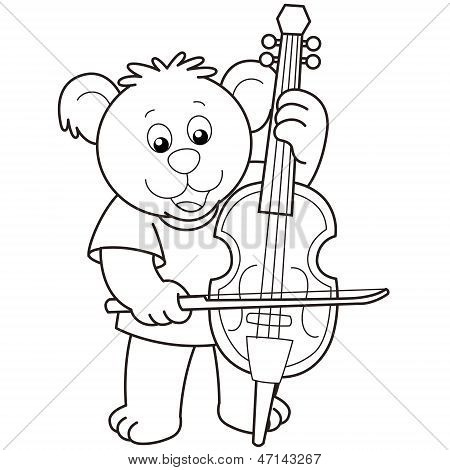Cartoon Bear spielt ein Cello