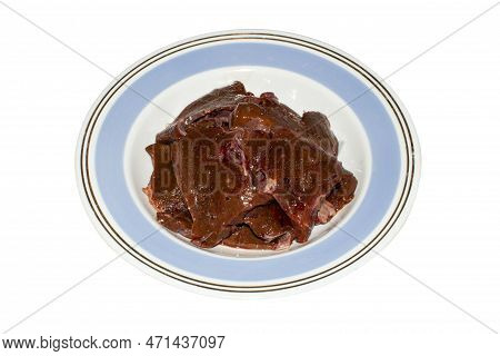 Raw Beef Liver On A White Background.fresh Beef Liver Top View.beef Liver Background.a Piece Of Beef
