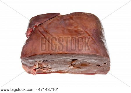 Raw Beef Liver On A White Background.fresh Beef Liver Top View.beef Liver Background.a Piece Of Beef