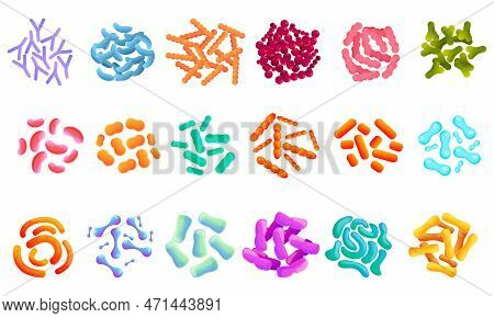 Probiotics Icons Set. Cartoon Set Of Probiotics Icons For Web Design