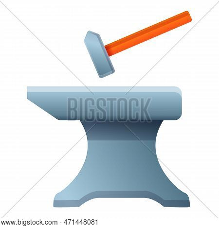 Hammer Anvil Icon. Cartoon Of Hammer Anvil Icon For Web Design Isolated On White Background