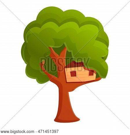 Childhood Treehouse Icon. Cartoon Of Childhood Treehouse Icon For Web Design Isolated On White Backg