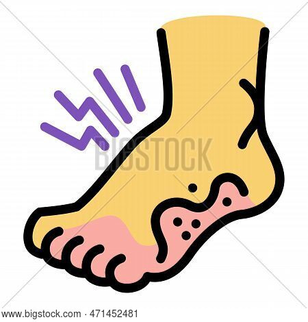 Foot Frostbite Icon. Outline Foot Frostbite Icon For Web Design Isolated On White Background