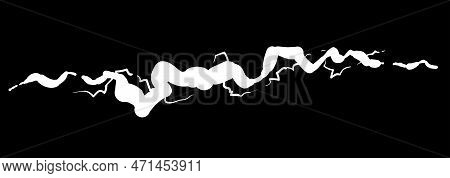 Lightning, Thunderbolt And Brightning Power Shock Magic Lines Doodle On Black Background