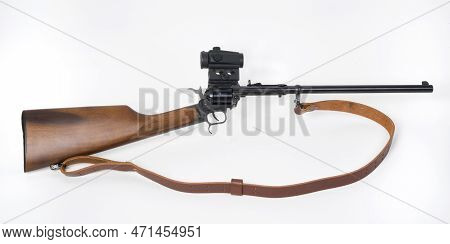 Western Style Cowboy 22 Magnum Carbine With Red Dot Scope.