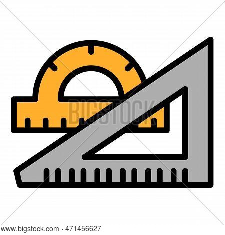 Protractor Angle Ruler Icon. Outline Protractor Angle Ruler Icon For Web Design Isolated On White Ba