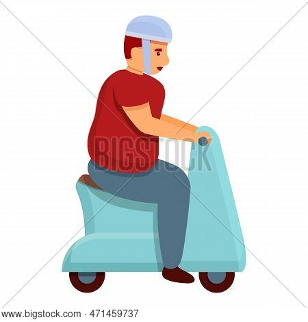 Gluttony Man Scooter Icon. Cartoon Of Gluttony Man Scooter Icon For Web Design Isolated On White Bac