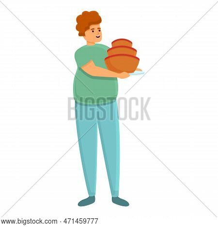 Gluttony Homemade Cake Icon. Cartoon Of Gluttony Homemade Cake Icon For Web Design Isolated On White