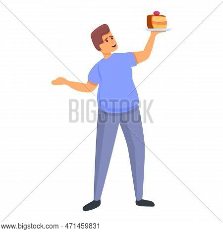 Gluttony Sweet Cake Icon. Cartoon Of Gluttony Sweet Cake Icon For Web Design Isolated On White Backg