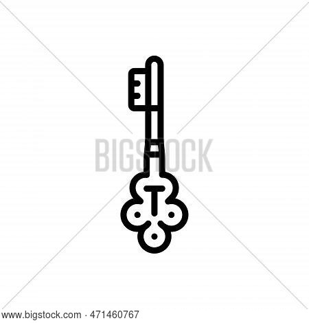Black Line Icon For Key Clef Lock Secret Security Antique Unlock Latchkey