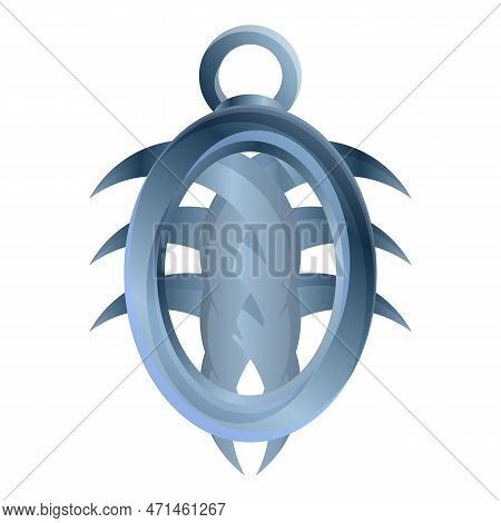 Silver Metal Amulet Icon. Cartoon Of Silver Metal Amulet Icon For Web Design Isolated On White Backg