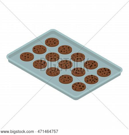 Bakery Factory Chocolate Cookie Icon. Isometric Of Bakery Factory Chocolate Cookie Icon For Web Desi