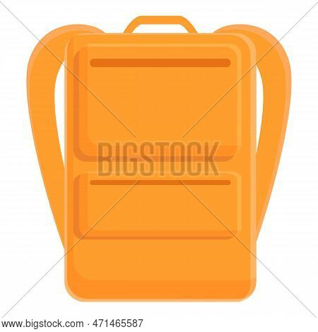 Orange Laptop Backpack Icon. Cartoon Of Orange Laptop Backpack Icon For Web Design Isolated On White