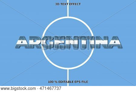 Argentina With Its National Country Flag, Editable Text Effect With Gold Color Concept
