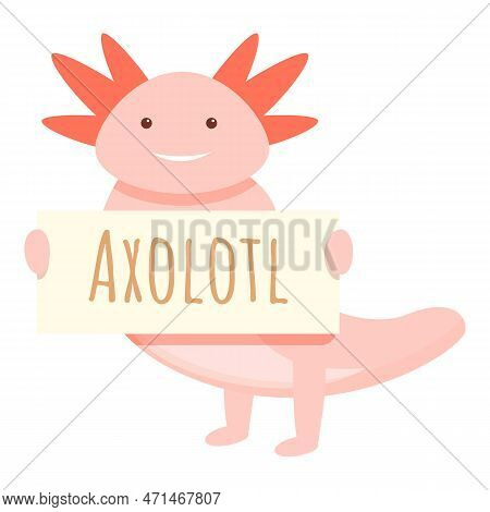 Axolotl Animal Banner Icon. Cartoon Of Axolotl Animal Banner Icon For Web Design Isolated On White B