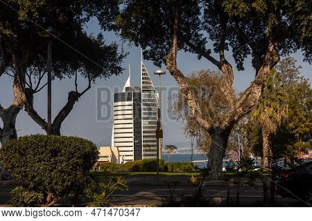 Haifa, Israel, February 24, 2023 : Ministry Of Interior Building On The Coast Of The Mediterranean S