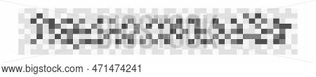 Censorship Blur Effect Horizontal Checkered Texture. Gray Pixel Mosaic Pattern Hiding Text, Image Or