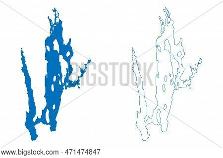 Lake Quabbin Reservoir (united States Of America, North America, Us, Usa, Massachusetts) Map Vector 