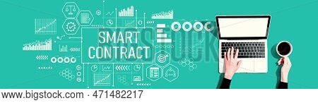 Smart Contract Theme With Person Using A Laptop Computer