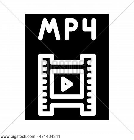 Mp4 File Format Document Glyph Icon Vector Illustration