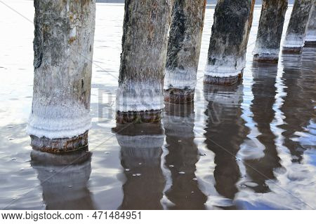 Ancient Wooden Piles In The Kuyalnitsky Estuary, Where Self-sedimentary Salt Was Mined From Salt Che