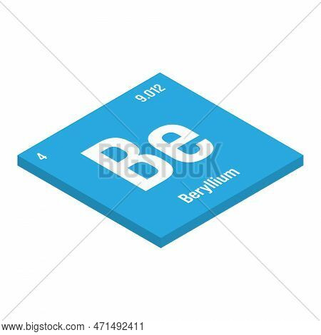 Beryllium, Be, Periodic Table Element With Name, Symbol, Atomic Number And Weight. Lightweight Metal