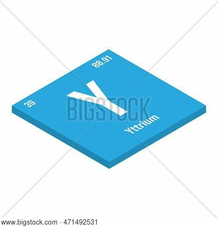 Yttrium, Y, Periodic Table Element With Name, Symbol, Atomic Number And Weight. Rare Earth Metal Wit