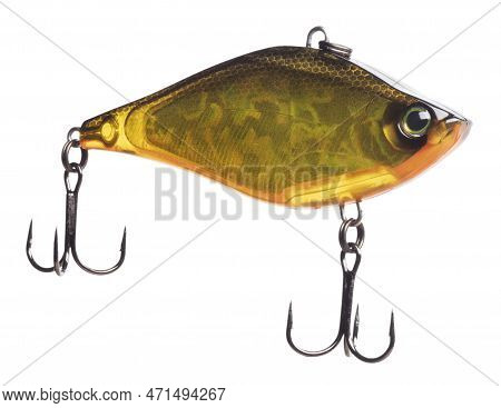 Yellow And Orange Fishing Lure That Is A Sinking Crankbait