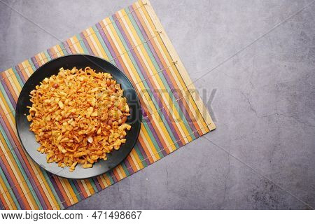 Bombay Mix Or Chiwda On Yellow Background