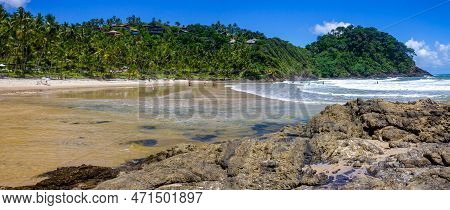 Panorama With Forest And  Waves At Sao Jose Beach, Itacare, Bahia, Brazil